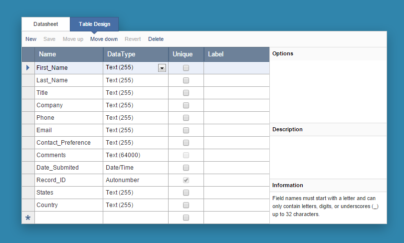 Creating_a_table_2 - Caspio Online Help